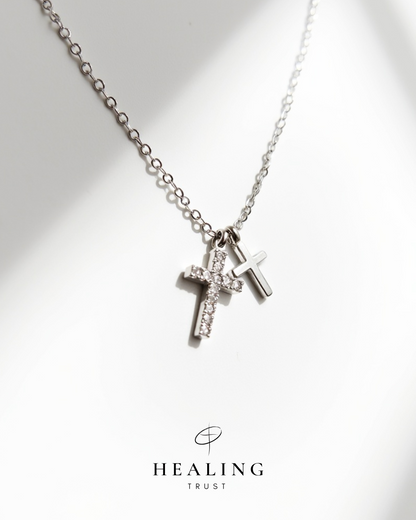 Blessings Cross Necklace (White Gold Plated)