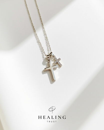 Praise Cross Necklace (White Gold Plated)