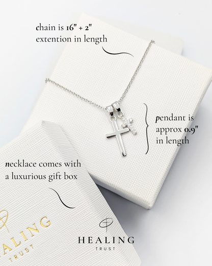 Praise Cross Necklace (White Gold Plated)