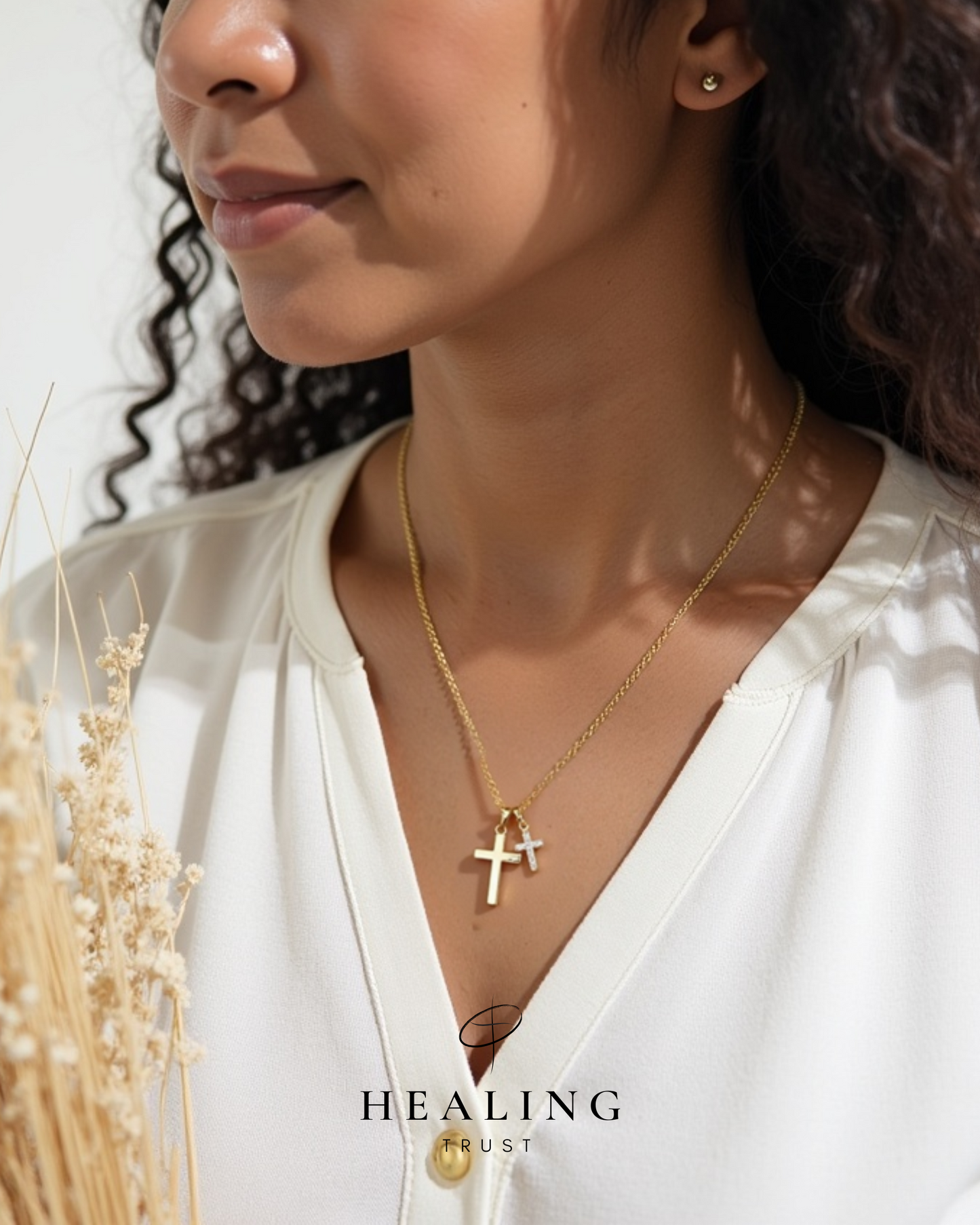 Praise Cross Necklace (Gold Plated)