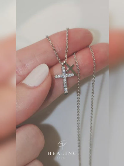 Blessings Cross Necklace (White Gold Plated)